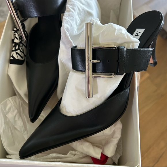 New Alexander McQueen Birdee T-Bar Leather Mules Heels - Picture 9 of 14
